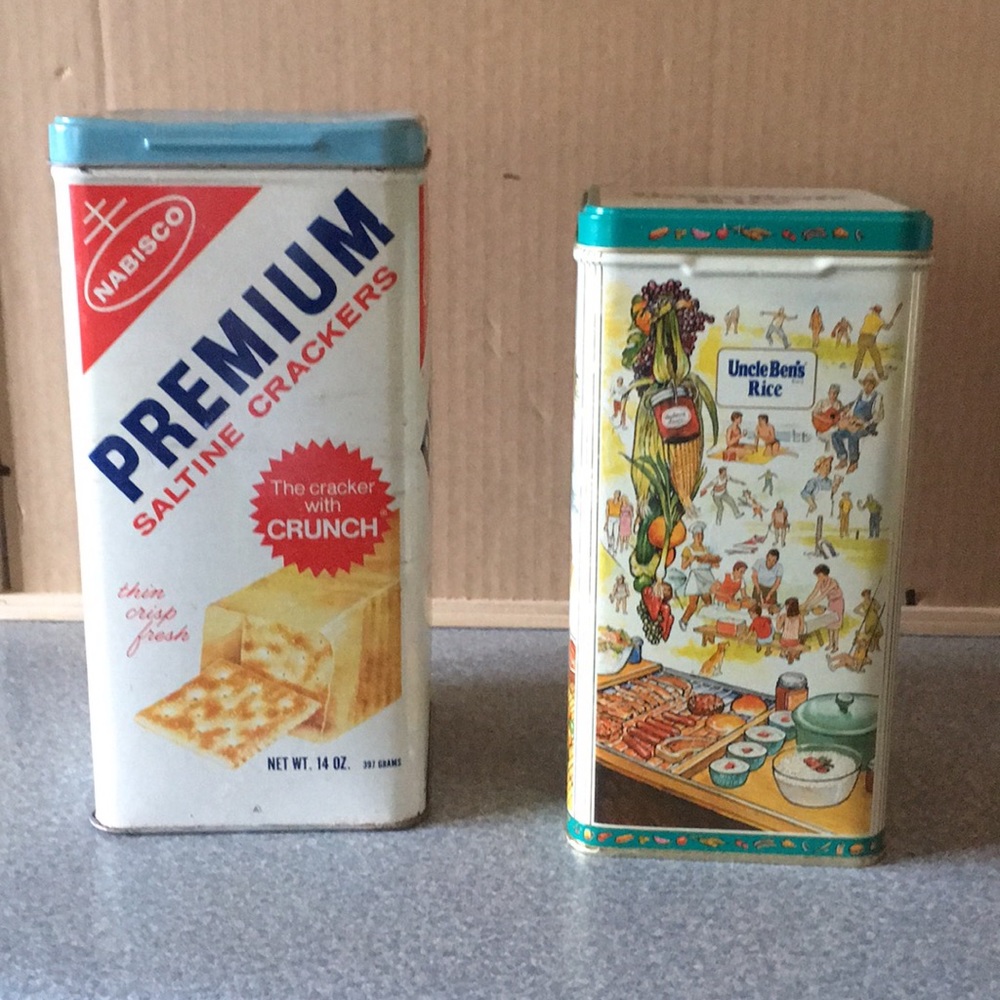 Antique food storage tins
